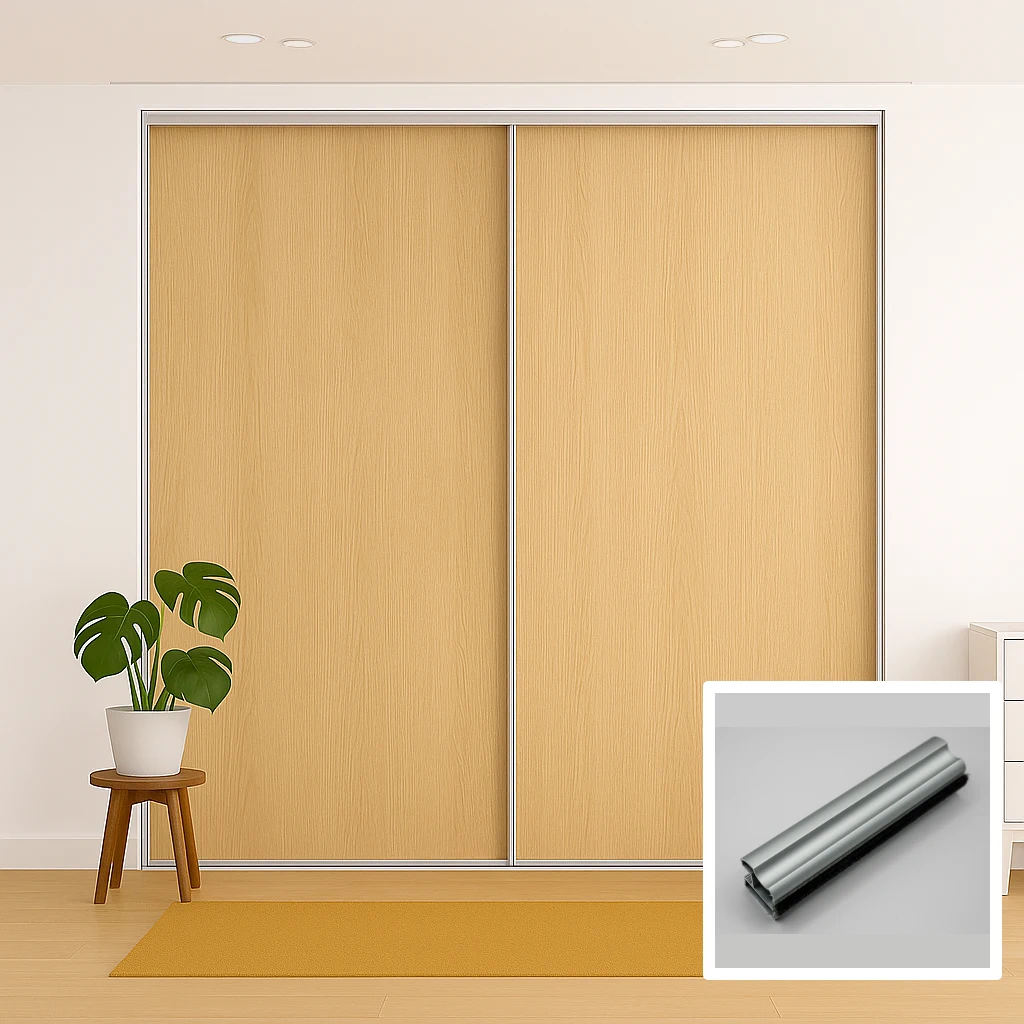 2 wood door sliding wardrobe doors Aluminium and profile