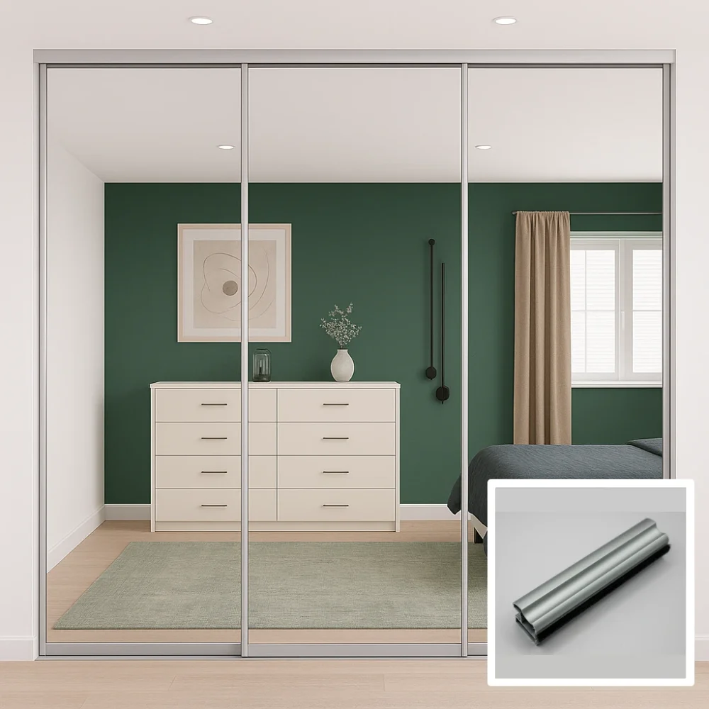 3 door sliding wardrobe doors Aluminium frame and profile