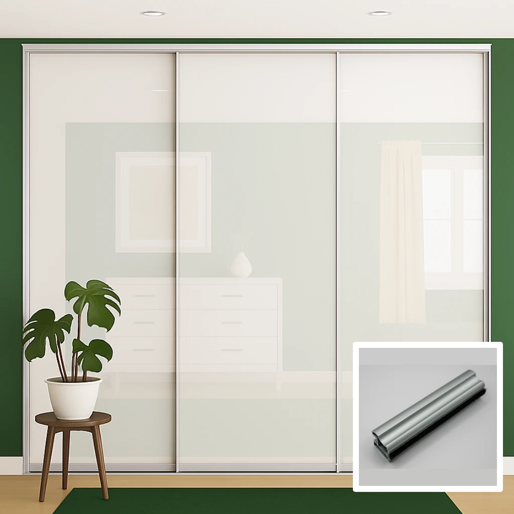 3 glass door sliding wardrobe doors steel Aluminium and profile