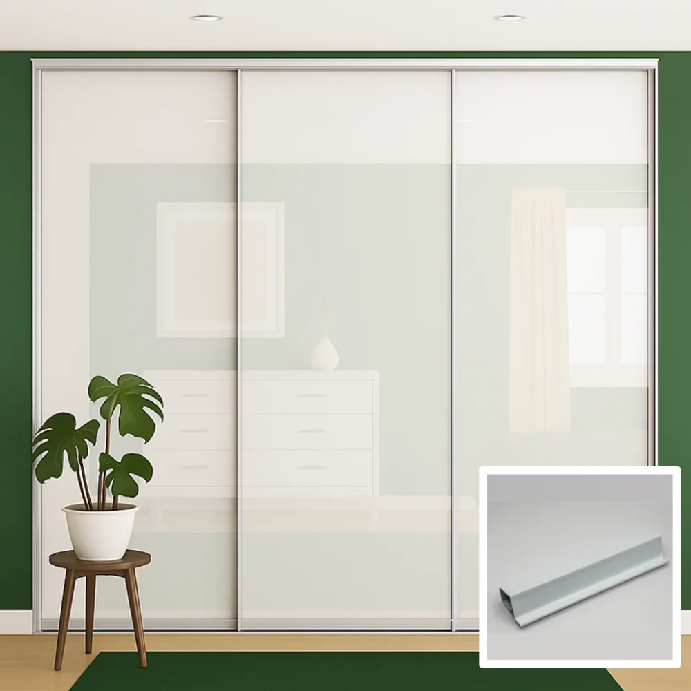 3 glass door sliding wardrobe doors steel frame and profile