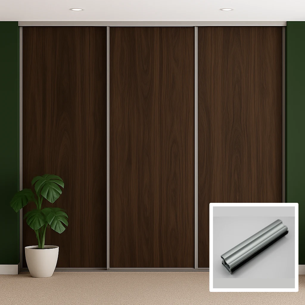 3 wood door sliding wardrobe doors Aluminium and profile