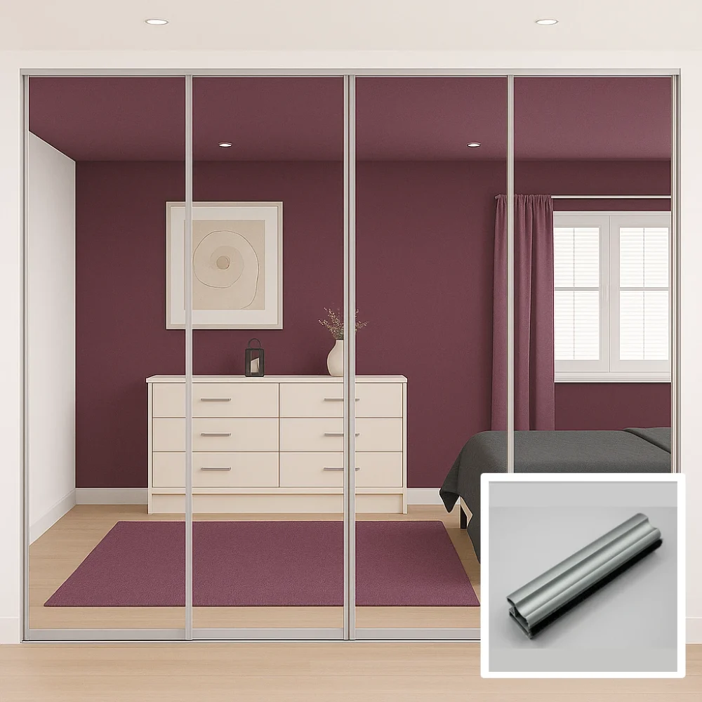 4 door sliding wardrobe doors Aluminium frame and profile