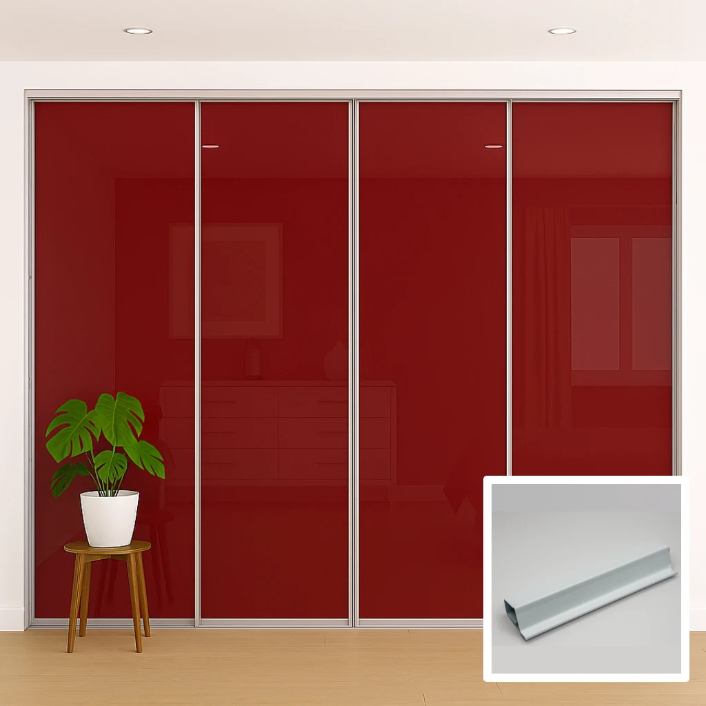 4 door sliding wardrobe doors steel frame and profile