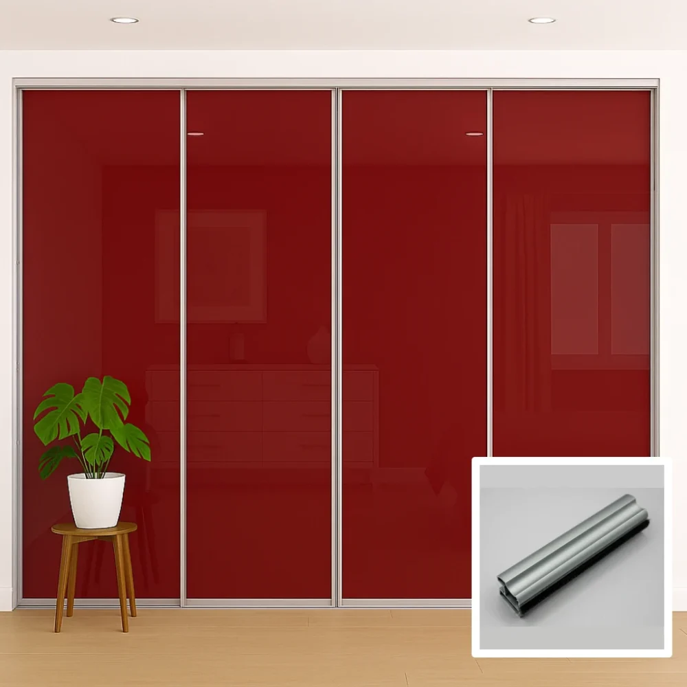 4 glass door sliding wardrobe doors Aluminium and profile