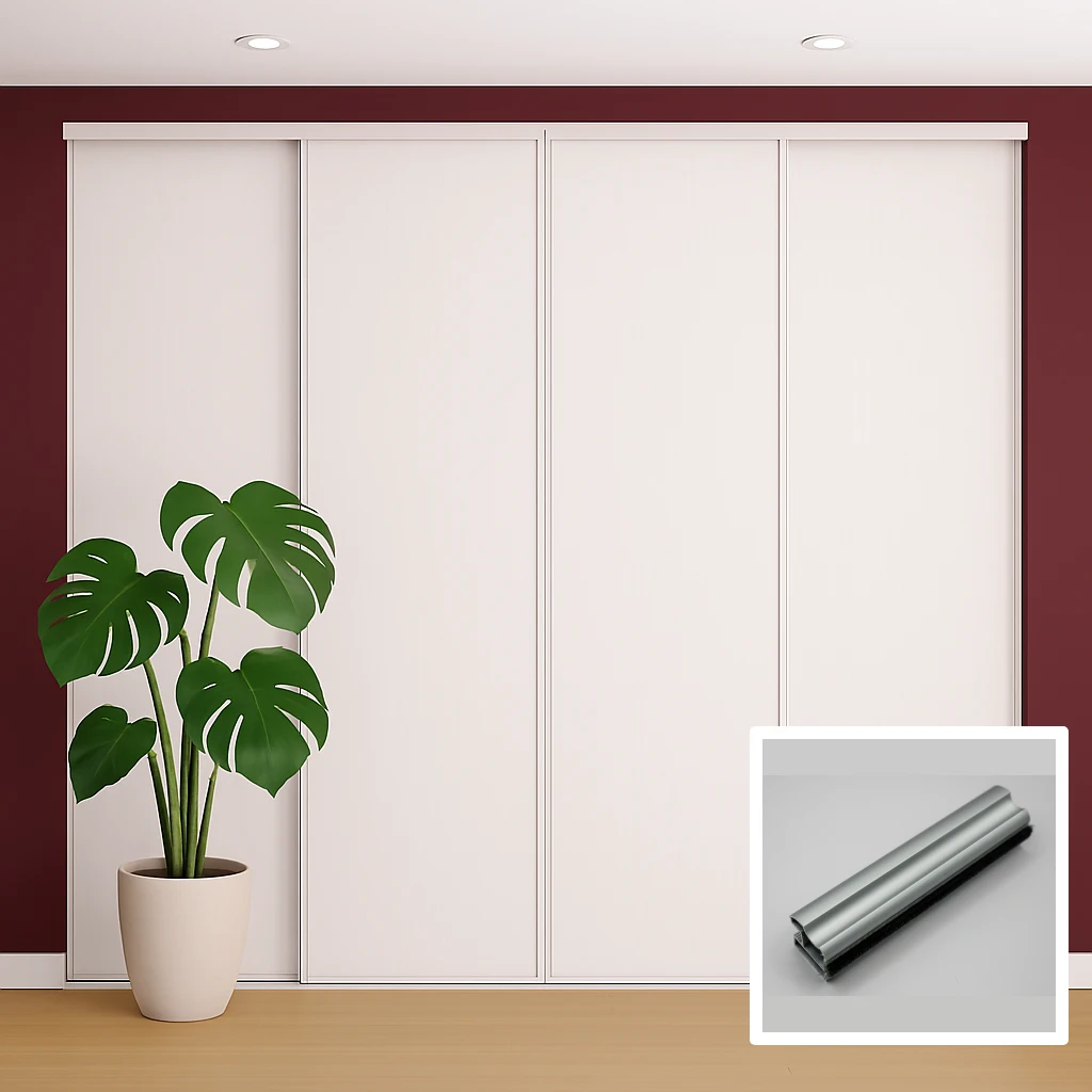 4 wood door sliding wardrobe doors Aluminium and profile